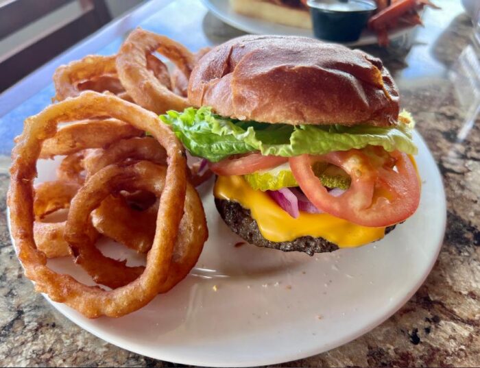 burger at Water's Edge Restaurant at Maumee Bay Lodge 