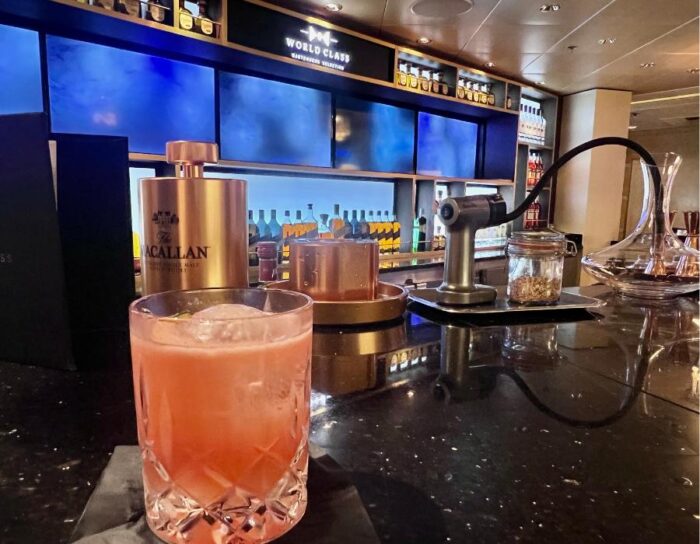 cocktail at World Class bar on Celebrity Eclipse