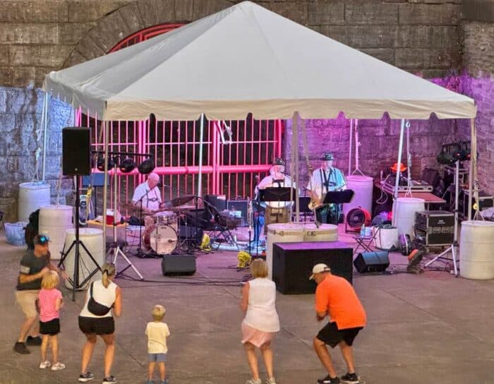 family dancing to music at Oktoberfest Zinzinnati in Cincinnati OH