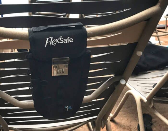 portable safe on a lounge chair 