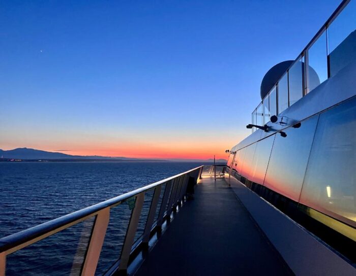 sunset on Celebrity Eclipse on Alaskan cruise