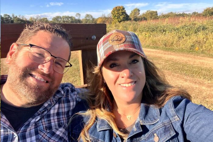 couple on hayride at Country Pumpkins in Dry Ridge KY