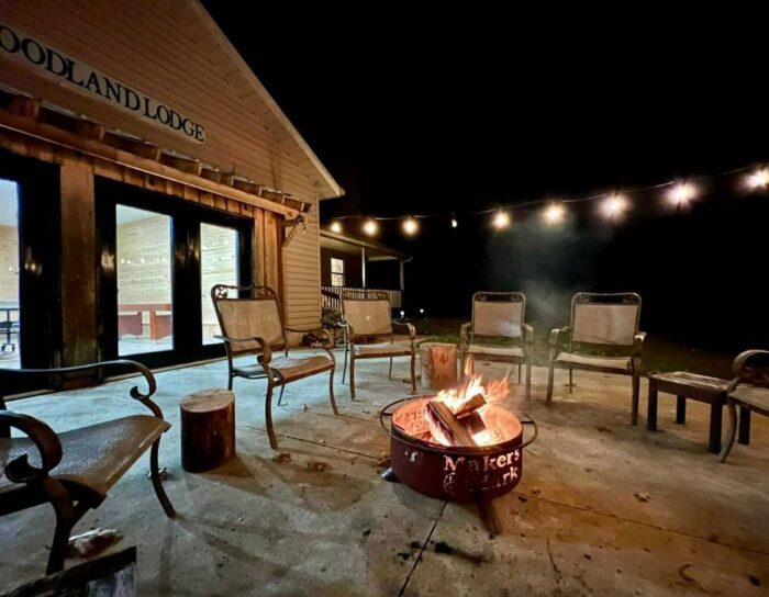 fire pit at the Woodland Lodge Hocking Hills