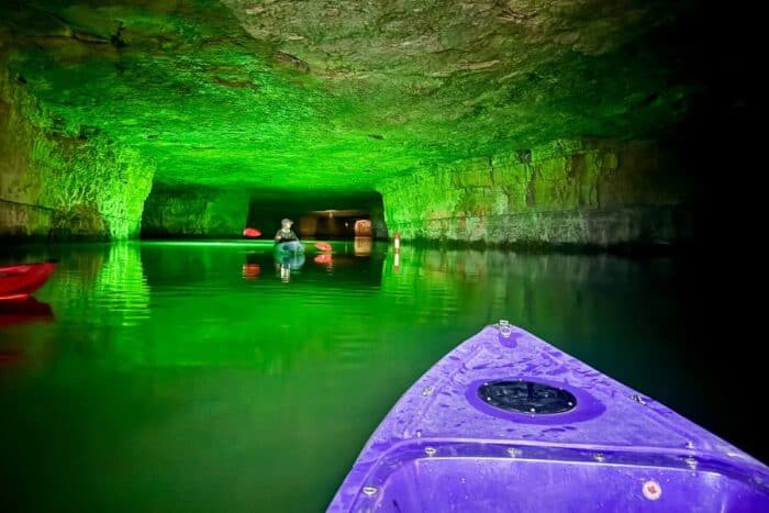 kayaks with clear bottoms at The Gorge Underground in Kentucky