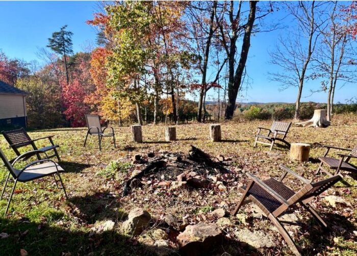 outdoor fire pit at Woodland Lodge