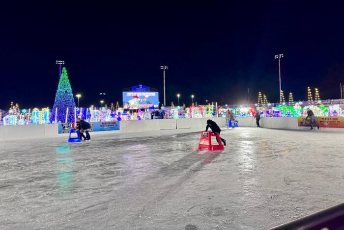ice skating at Deck the Y'alls Lightfest in Florence KY
