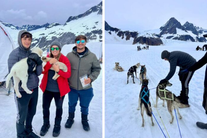 dog sledding on glacier Juneau Alaska