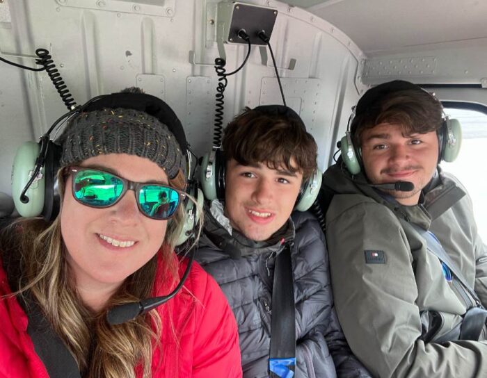 family in helicopter in Alaska 