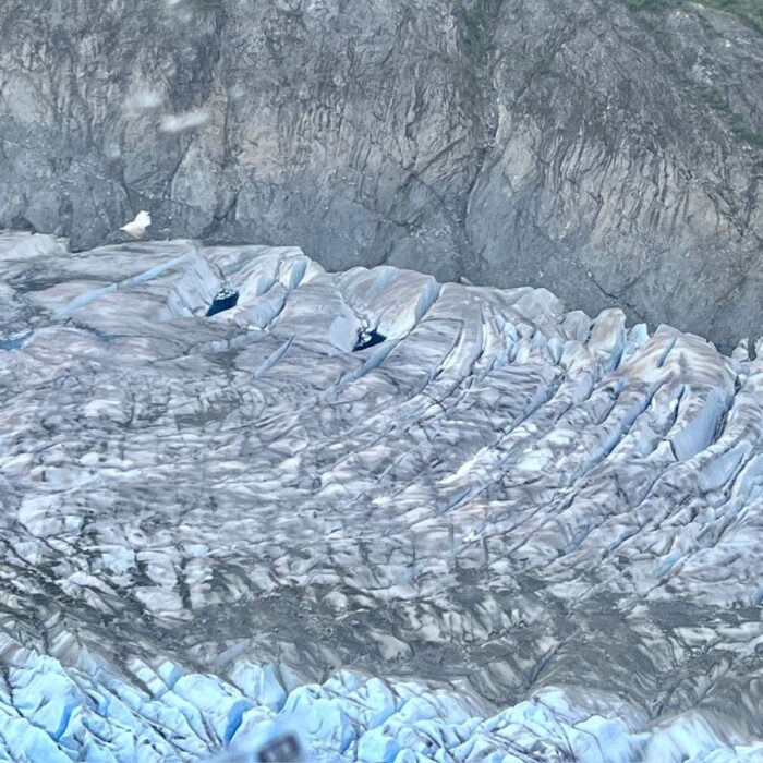 ice fields on Herbert Glacier in Alaska