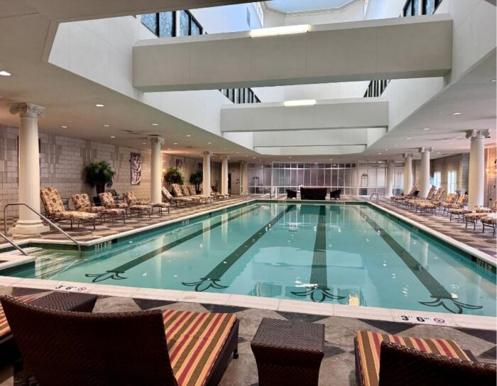 indoor pool at West Baden Hotel