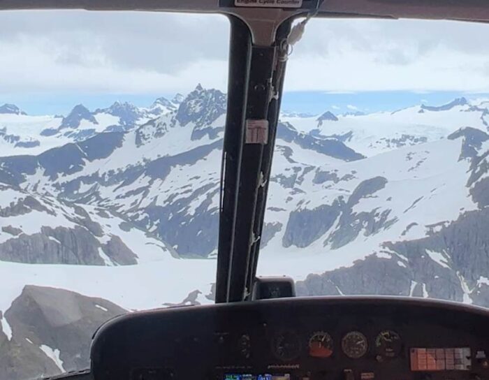 view of Herbert Glacier from helicopter in Juneau Alaska 