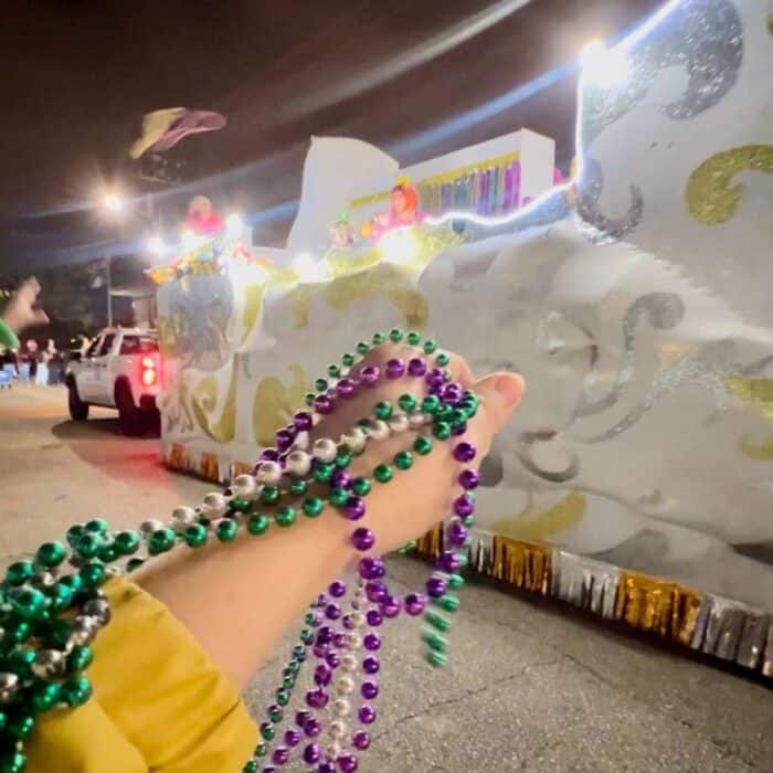 beads at Mardi Gras parade