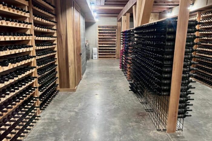 wine cellar at Ecco Adesso Vineyards in Virginia