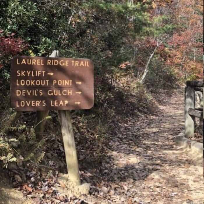 sign for Laurel Ridge trail at Natural Bridge State Park 