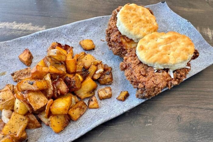 coconut chicken and biscuit at Avanu on Flagler New Smyrna Beach
