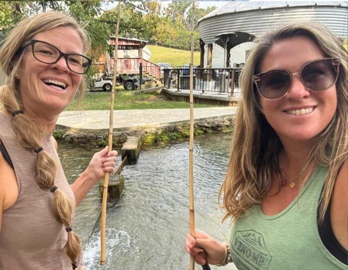 friends fishing at English Mountain Trout Farm