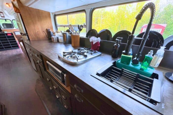 kitchen area Nightly Bus double decker bus vacation rental in TN