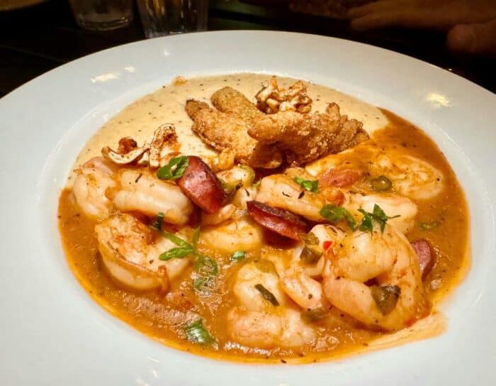 shrimp and local rice grits Norwood's Restaurant and Treehouse Bar New Smyrna Beach 