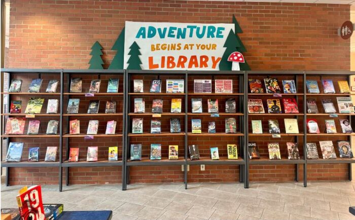 books on display Adventure Begins at Your Library