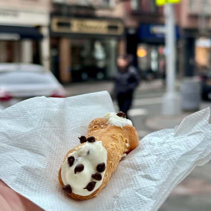 cannoli in Greenwich Village on walking food tour in New York City
