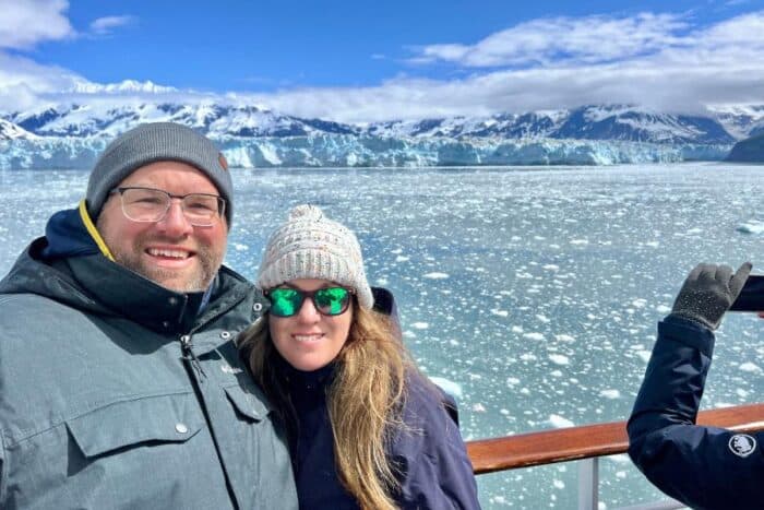 couple near Hubbard Glacier 