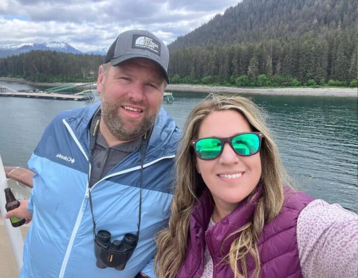 couple on an Alaskan cruise