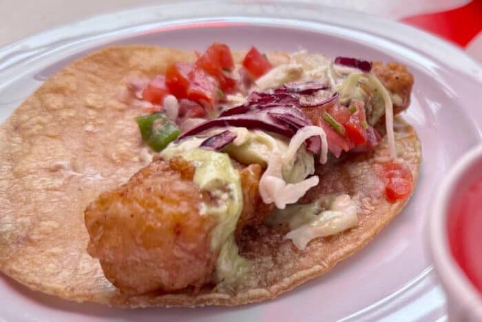 fish taco on walking food tour in New York City 