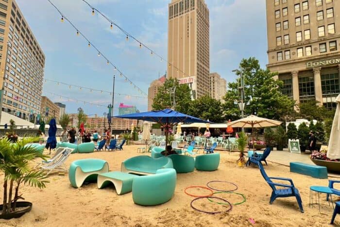 Beach at Campus Martius Detroit Michigan