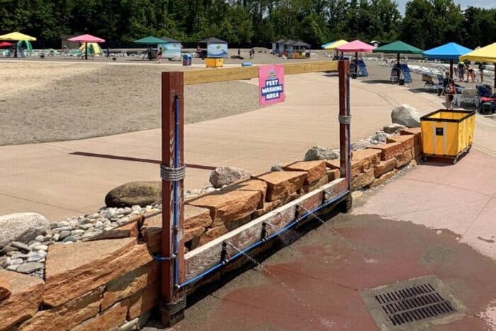 Foot washing station at Land of Illusion Aqua Adventures Waterpark