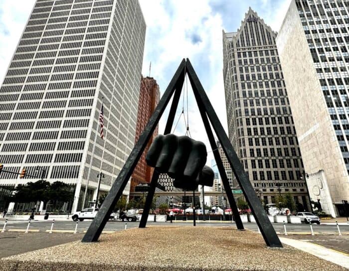 Monument to Joe Louis “The Fist” in Detroit 