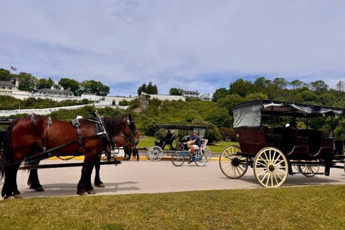 horse drawn carriages on Mackinac Island