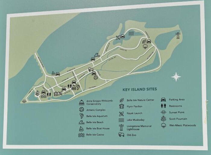 map of Belle Isle in Detroit Michigan