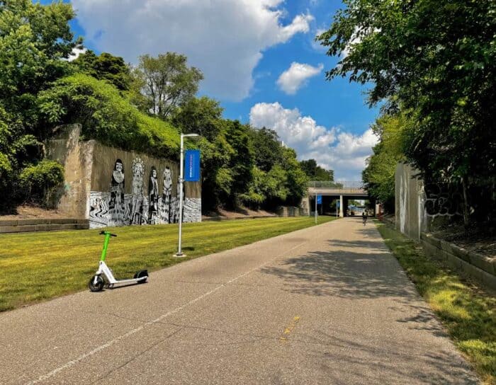 mural along Dequindre Cut in Detroit