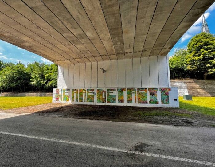 mural under bridge in Detroit