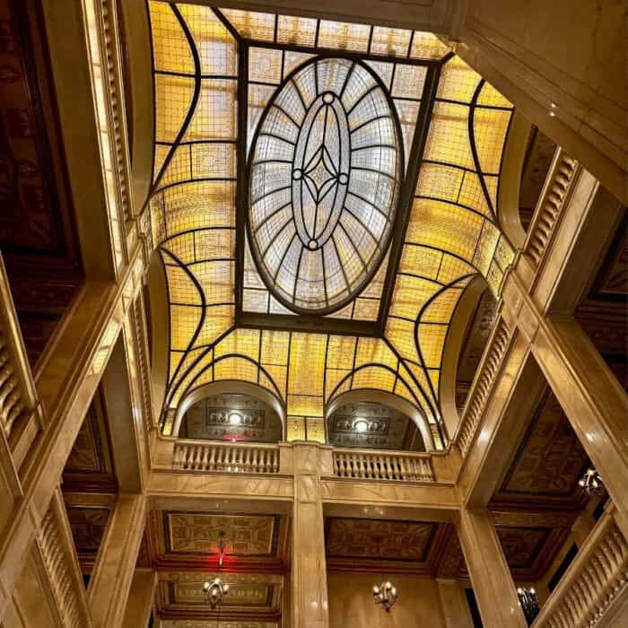 stain glass ceiling  at Book Tower Detroit