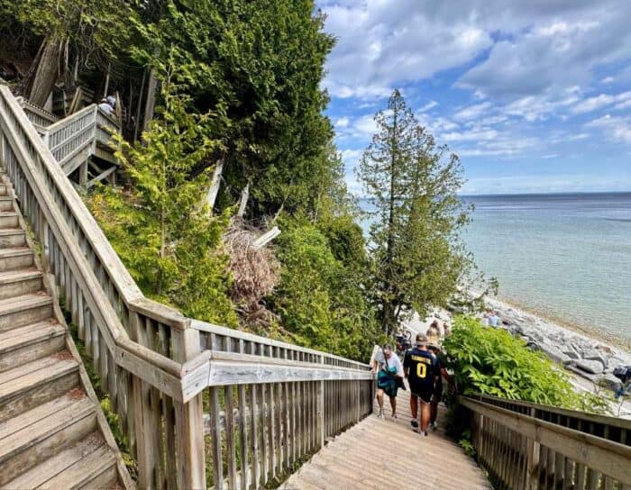 steps to Arch Rock on Mackinac Island 