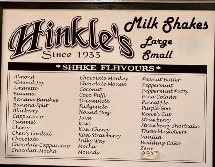 Hinkle's shake flavors