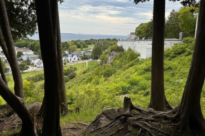 view from hiking trail near Fort Mackinac 