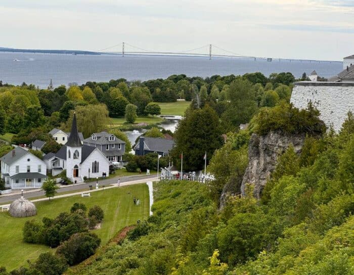  view from hiking trail near Fort Mackinac 