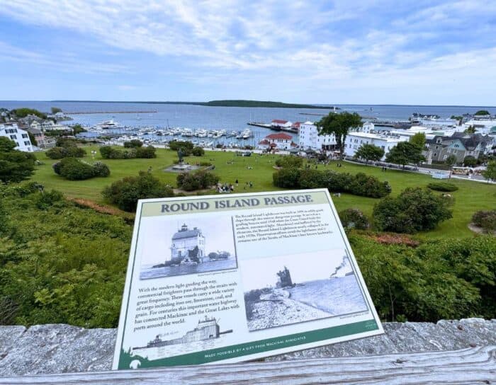 view of Round Island Passage from Fort Mackinac on Mackinac Island 