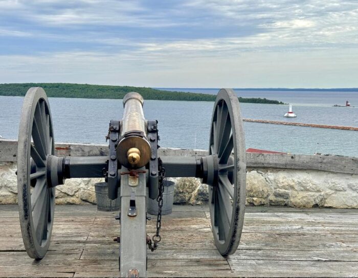 view of Round Island Passage from Fort Mackinac on Mackinac Island 