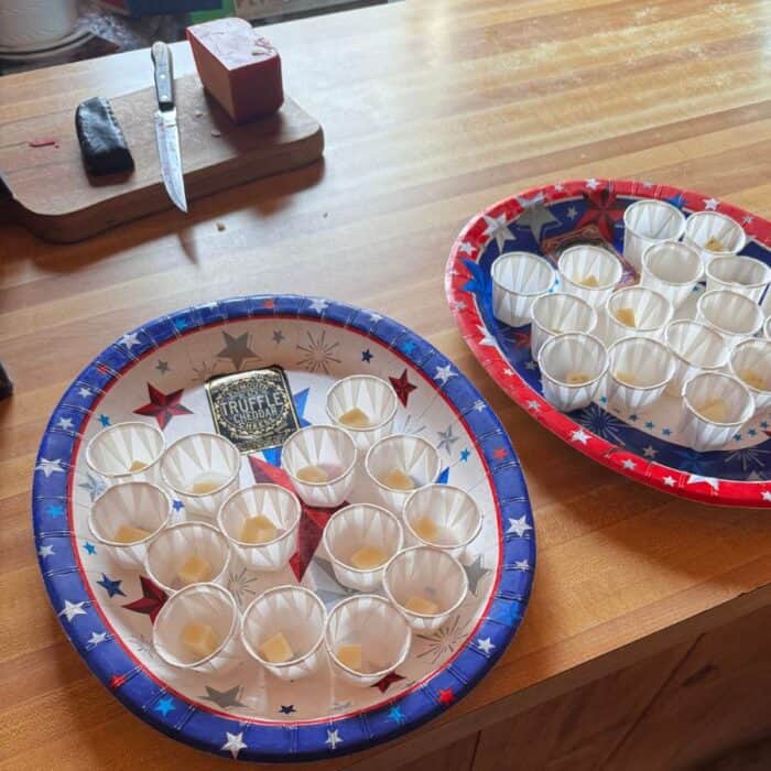 cheese samples at The Plymouth Cheese in Vermont