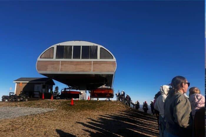 line for chairlift at Okemo Mountain Resort in Ludlow VT 