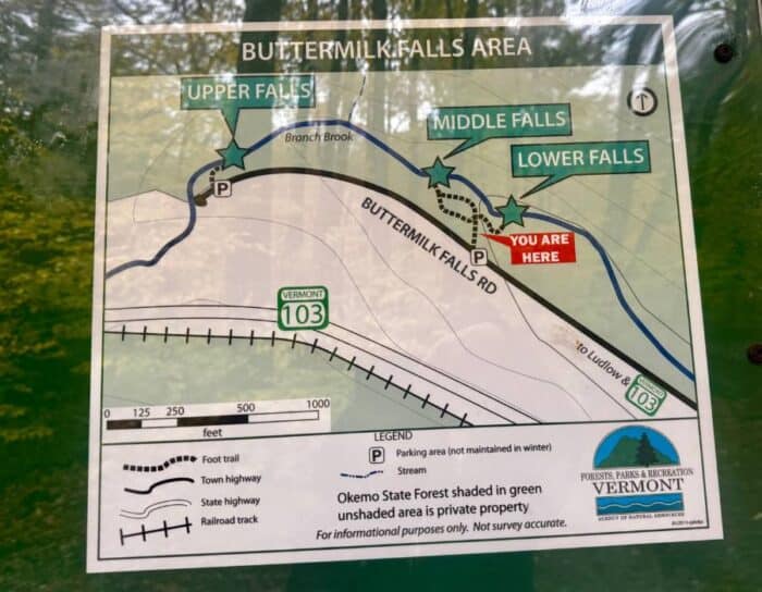 map Buttermilk Falls area