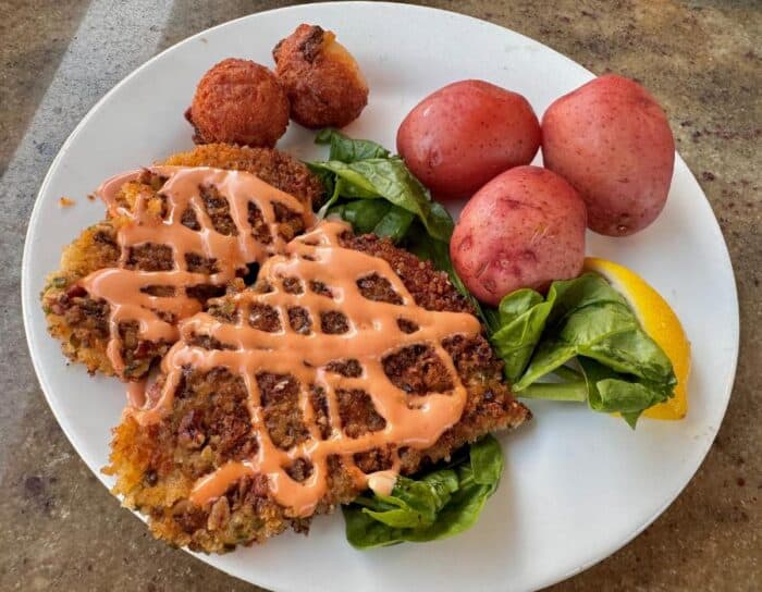 Pecan crusted snapper at Dewey Destin's Florida 