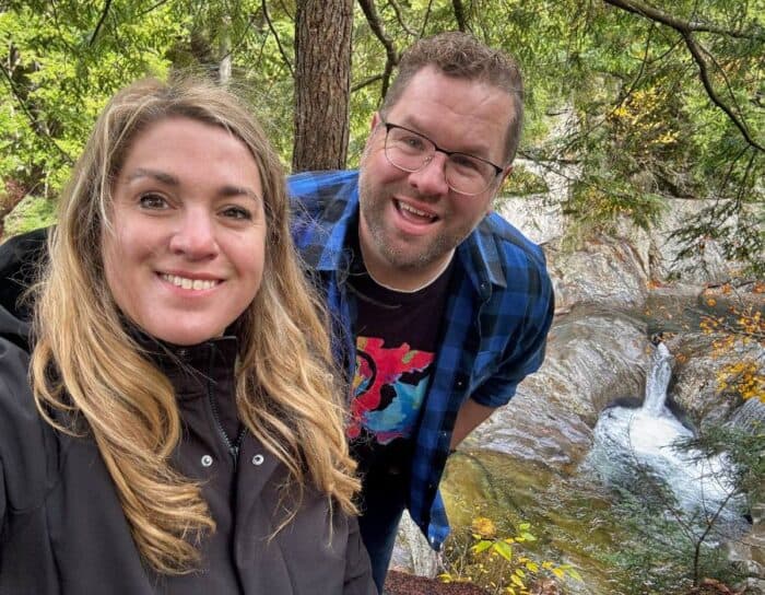 couple at Warren Falls in Vermont