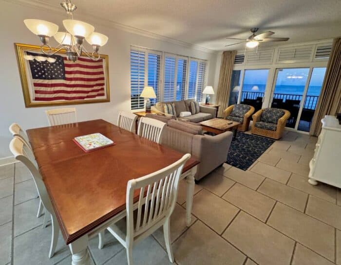 dining and living area Jade East Towers unit 410 in Destin