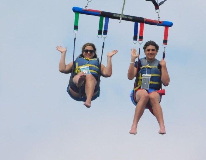 mother and son parasailing in Destin Florida