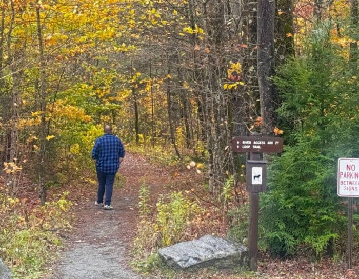 trail to Warren Falls in Vermont