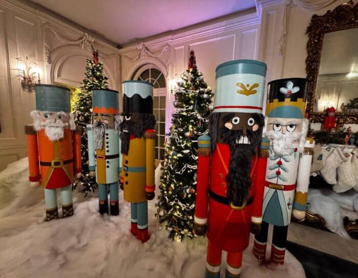 Nutcrackers at historic Lily House Winterlights at Newfields in Indianapolis